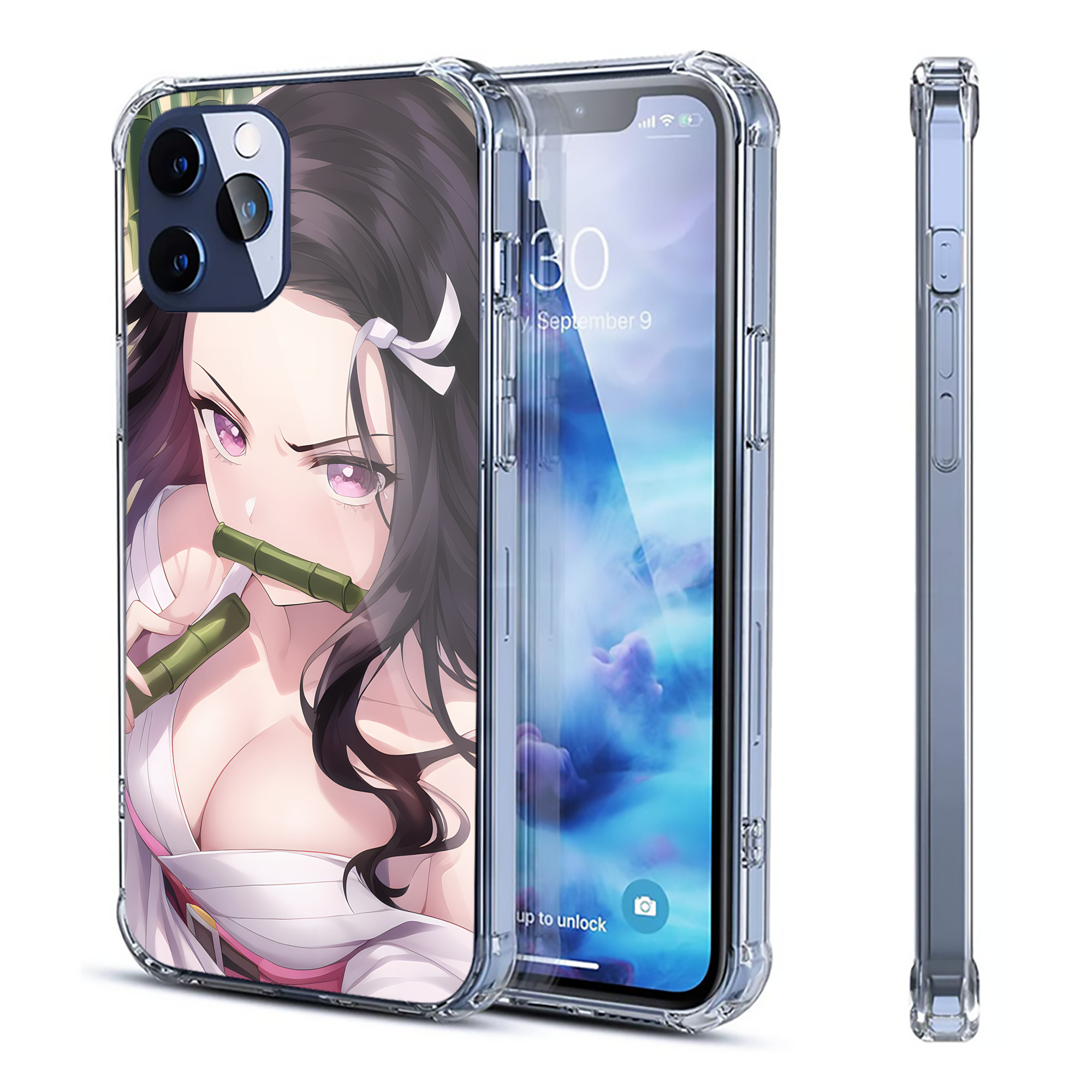 （画像用） 鬼滅の刃（きめつのやいば）竈門 禰󠄀豆子／かまど ねずこ Kamado Nezuko 【iPhone 12シリーズ対応】透明スマホケース（クリアソフトケース）